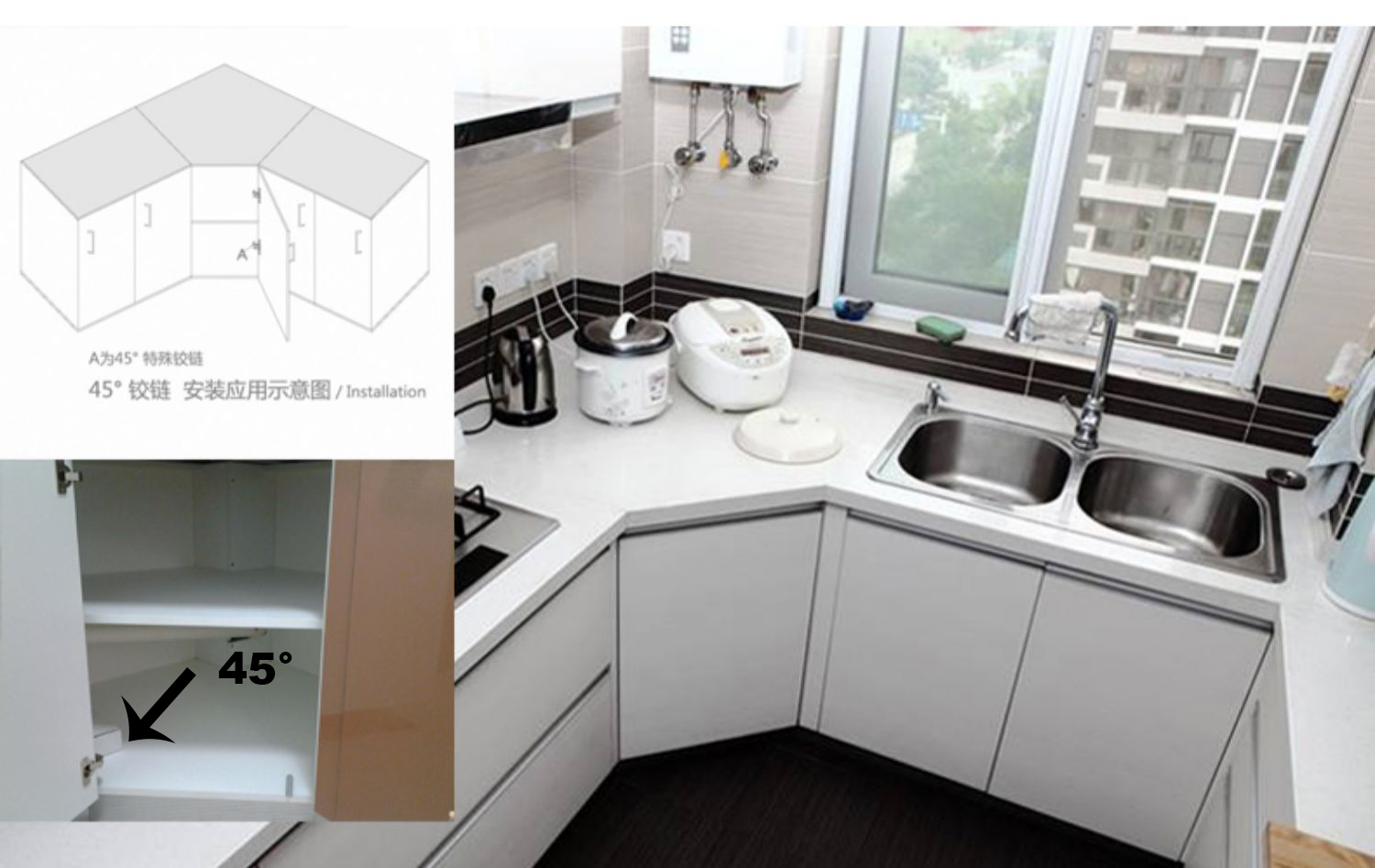 45 degree corner cabinet hinges