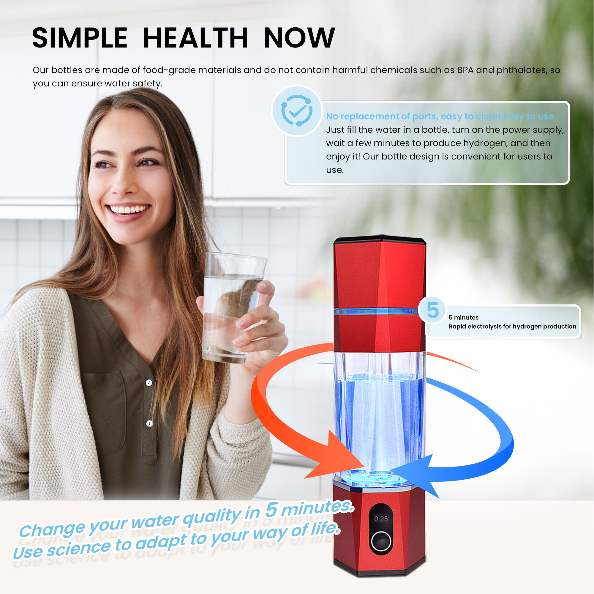 Hydrogen rich water flask