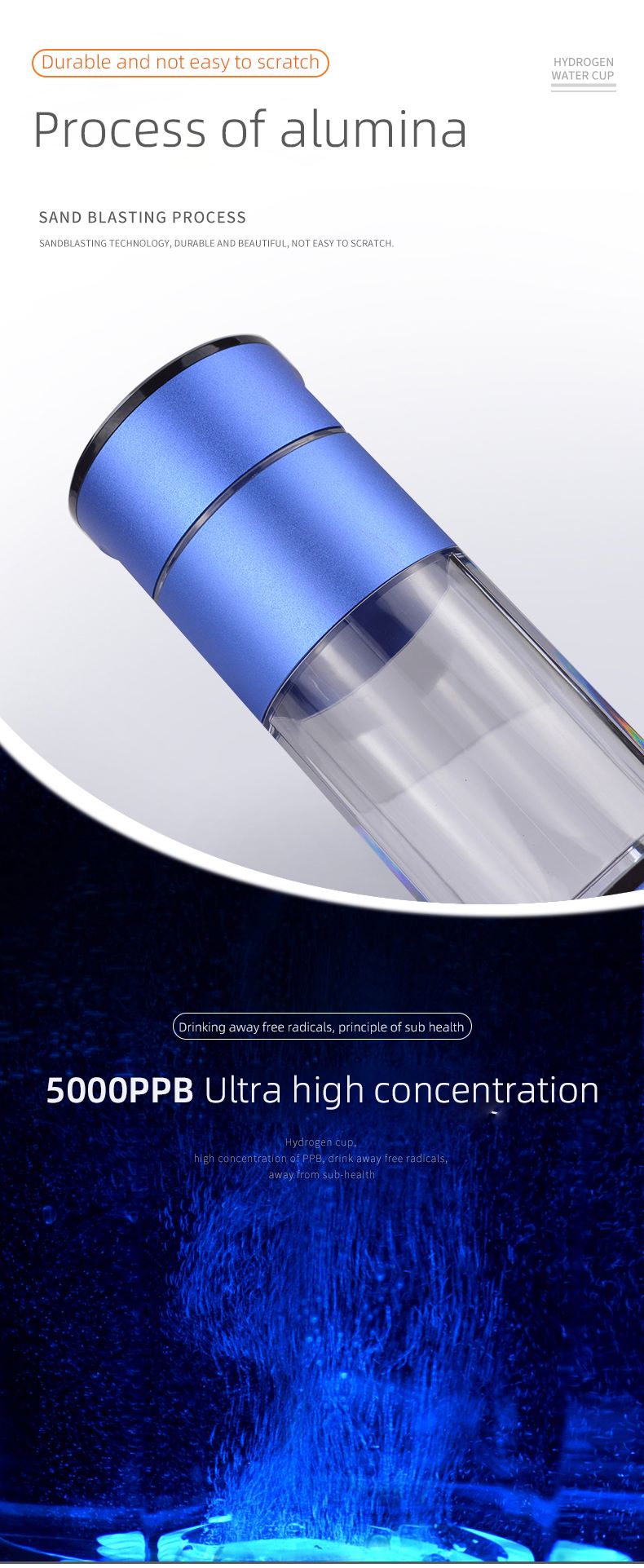 Hydrogen alkaline water bottle