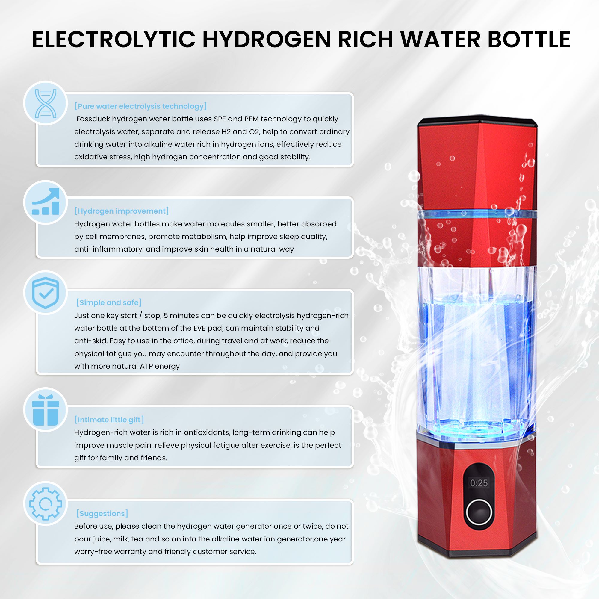 Hydrogen rich water flask