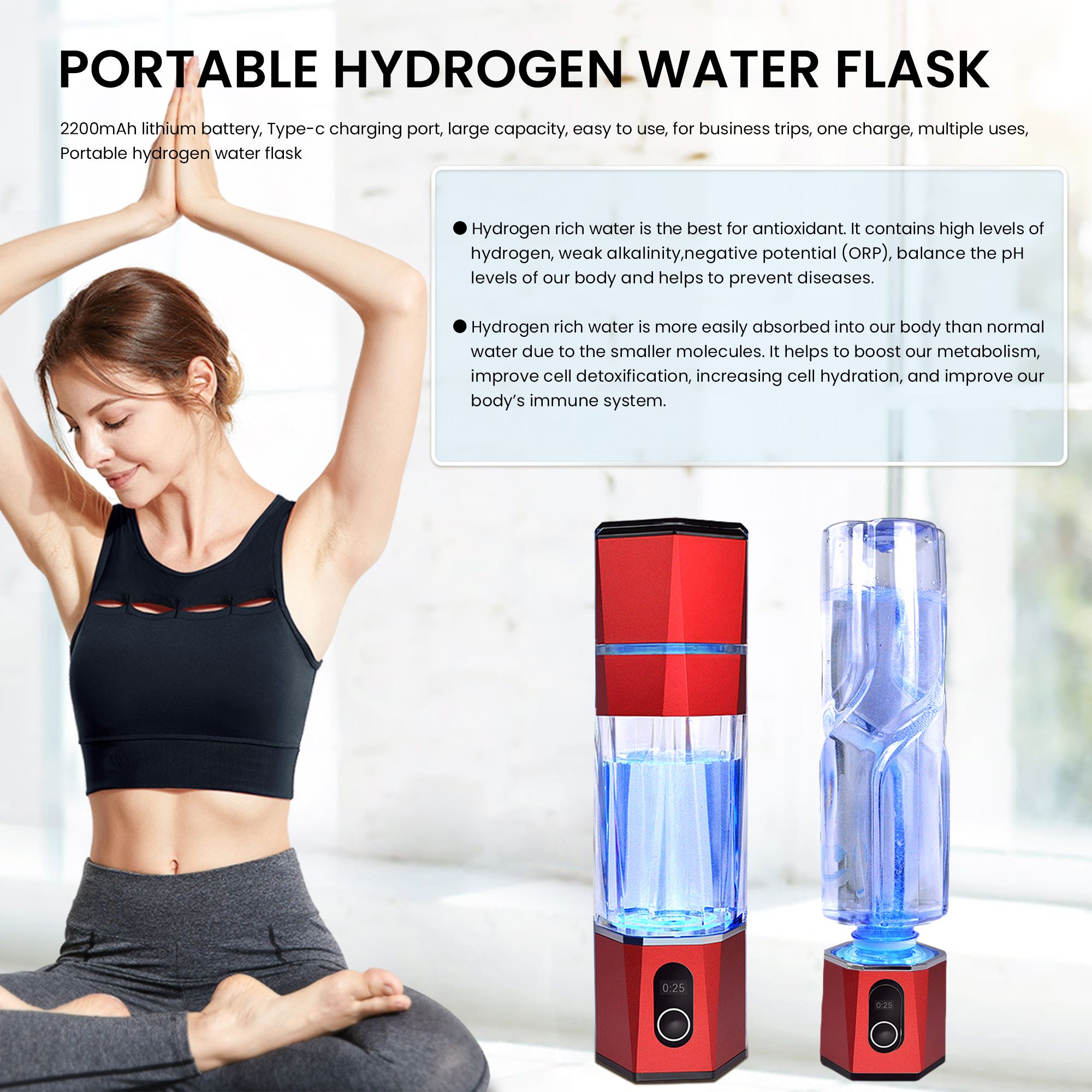 Hydrogen rich water flask