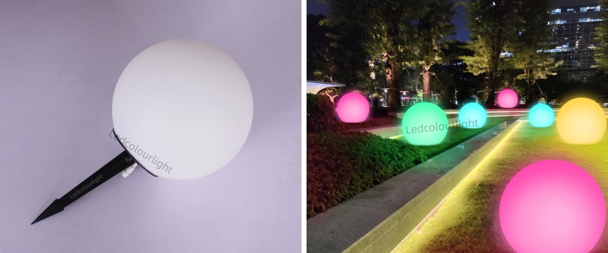 30cm outdoor illuminated sphere with ground stake
