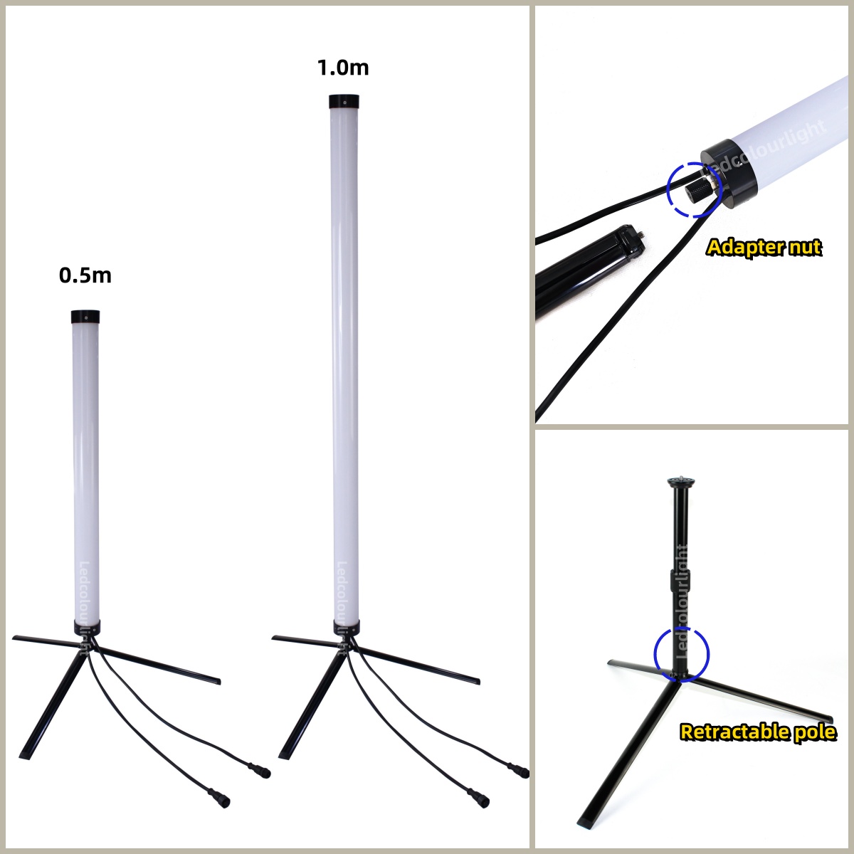 50mm pixel tube lights with tripod