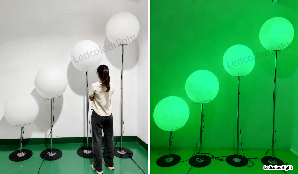 60cm outdoor illuminated sphere with floor-standing brackets