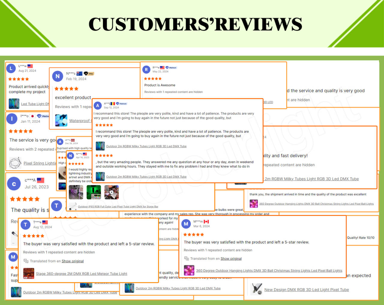 good reviews from Ledcolourlght's clients