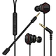 Fones de ouvido intra-auriculares com entrada redonda de 3,5 mm com driver triplo e microfone boom plugável