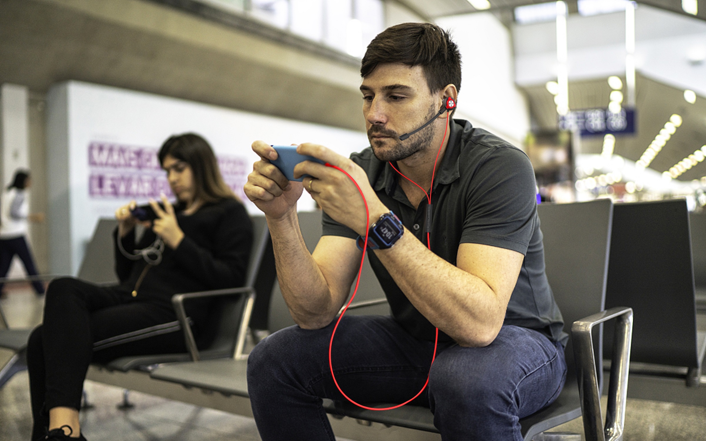 in ear wired gaming headset with boom microphone