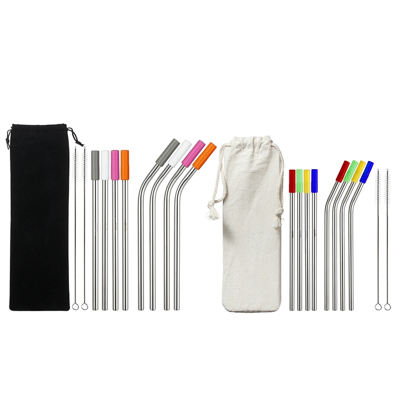 Stainless steel straw with silicone
