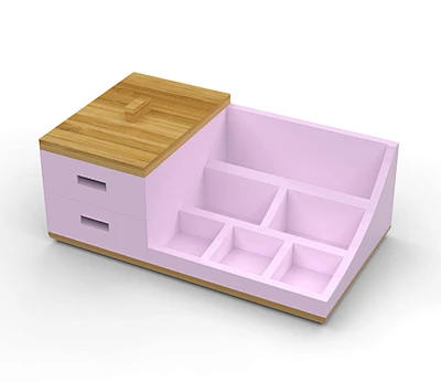 Bamboo Resin Vanity Organizer Table Top Makeup Lipstick Storage
