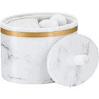 2 Compartments Resin Cotton Jar Cotton Ball Cotton Swab Box with Lid