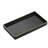 Popular high quality plate / wholesale marble serving black tray with gold rim
