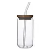12oz 16oz Clear Sublimation Blanks tumbler Glass Beer Can Glass Cup With Bamboo Lid And Straw