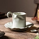Irregular Folds Stoneware Pottery Coffee Mug Saucer Sets Coarse Pottery Ceramic Tea Cup Milk Water Mugs