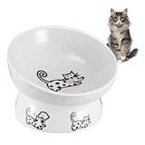 8oz Raised Cat Food Bowl Ceramic Cat Bowl Porcelain Elevated Slanted Pet Feeder Bowls