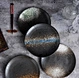 Japanese Sushi Nordic Black Color Round Bone China Plates Porcelain Tableware Crockery Wholesale Dinnerware Sets for Restaurant