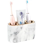 Caddy 3 Slots Toothbrush Holder Bamboo Resin Toothbrush Storage