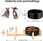 pet Ceramic Bowls with Wooden Stand