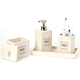 Letters Pattern Bathroom Dispenser White Cement Bathroom Sets
