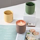 DIY Customize Logo Embossed Ceramic stripes Concrete Candle Container Unique Blank Cement Candle Jar