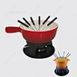 Cherry Red Enamel Cast Iron Cheese Chocolate and Meat Fondue Set