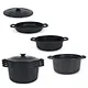 Cast Iron Dutch Oven Set 4 in 1 Space-Saving Stackable Cookware Set