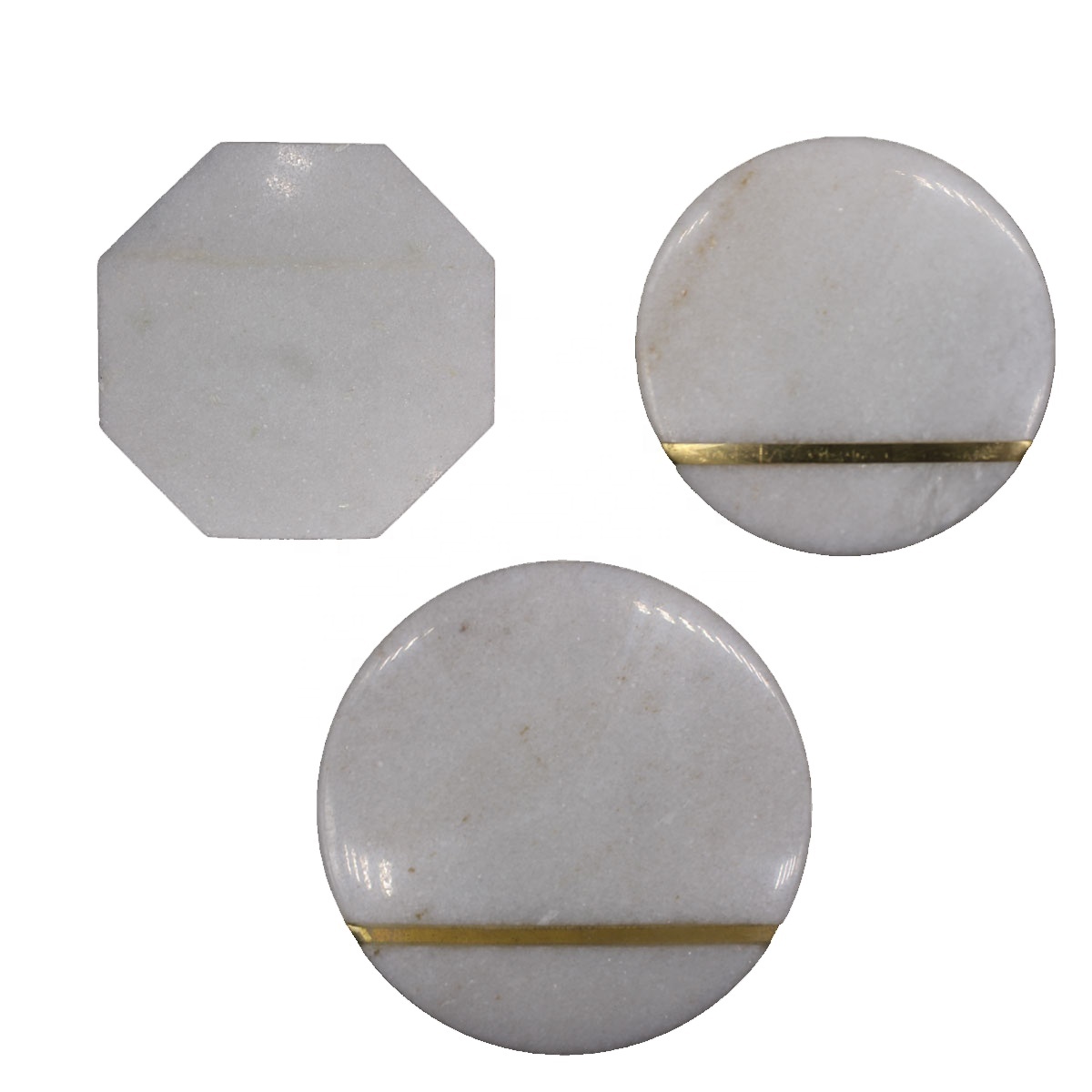 Personalized Round Coffee Cup Tray White Marble Stone Drink Coasters For Sale