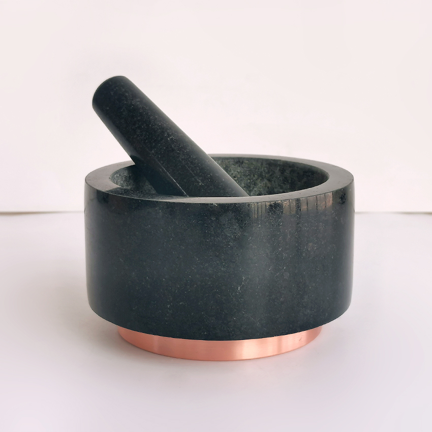 Polished Smooth Stone Large Granite Mortar and Pestle Set