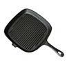 Pre-Seasoned Cast Iron Skillet Grill Pan 9 Inch Square Steak Pan with Cooking Ridges