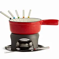 Traditional Cast Iron Fondue Pot Set  For Cheese Meat Chocolate customization pattern possible