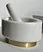 White Color Natural Stone marble mortar and pestle set black stone with gold base