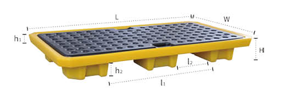 Polyethylene spill containment deck(for two drums)