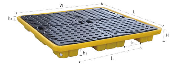 Polyethylene spill containment deck(for four drums)