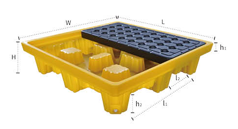 Polyethylene spill containment pallet(for four drums) mm