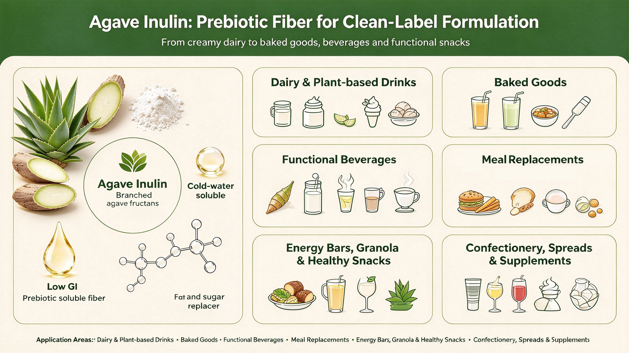 Organic Agave Inulin | Natural Prebiotic Agave Inulin Powder for Functional Food