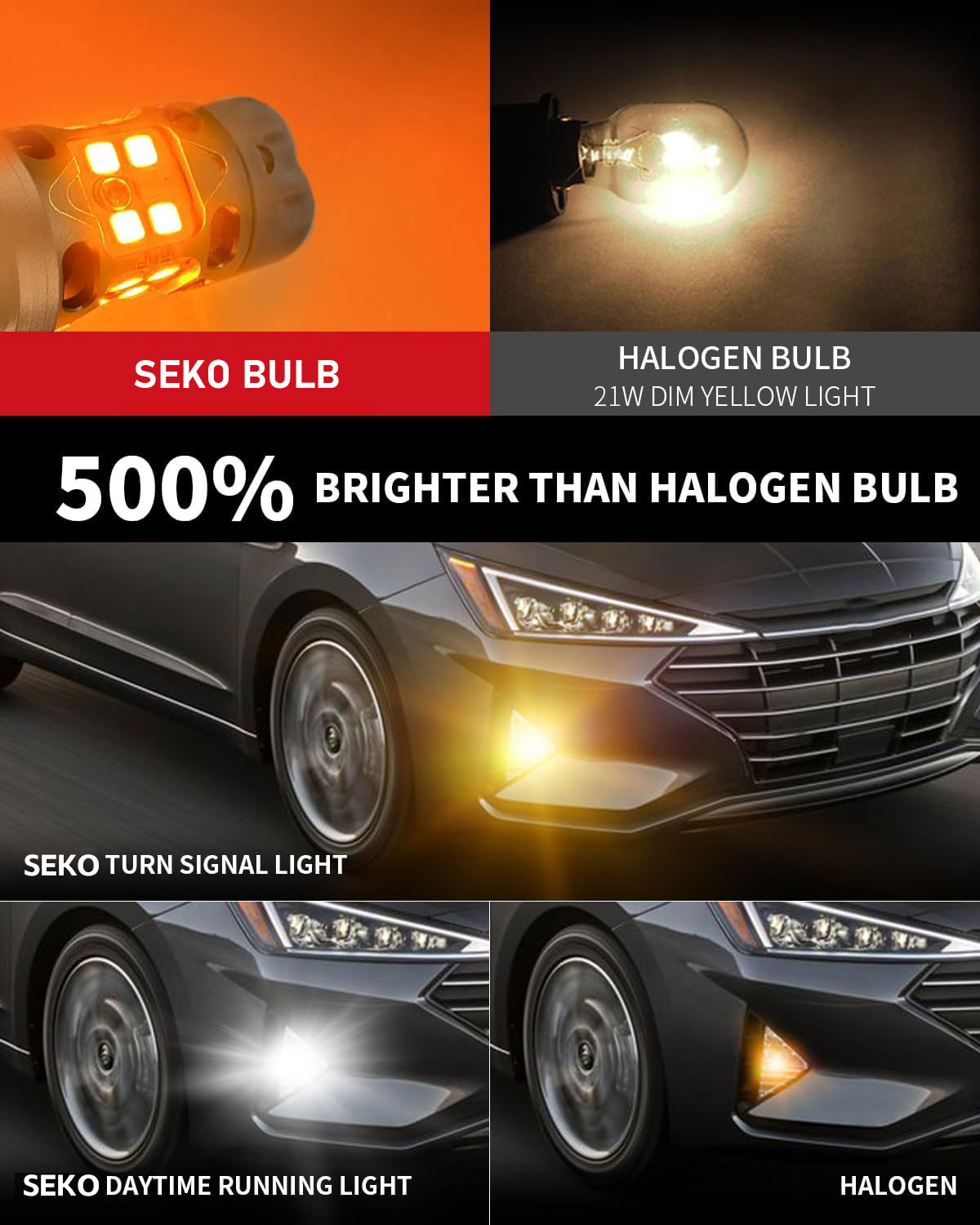 SEKO T3 1157 DRL bulb 500% brighter than ordinary halogen bulbs