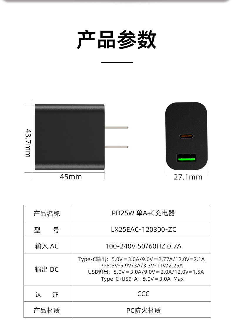 25 Watt USB C charger