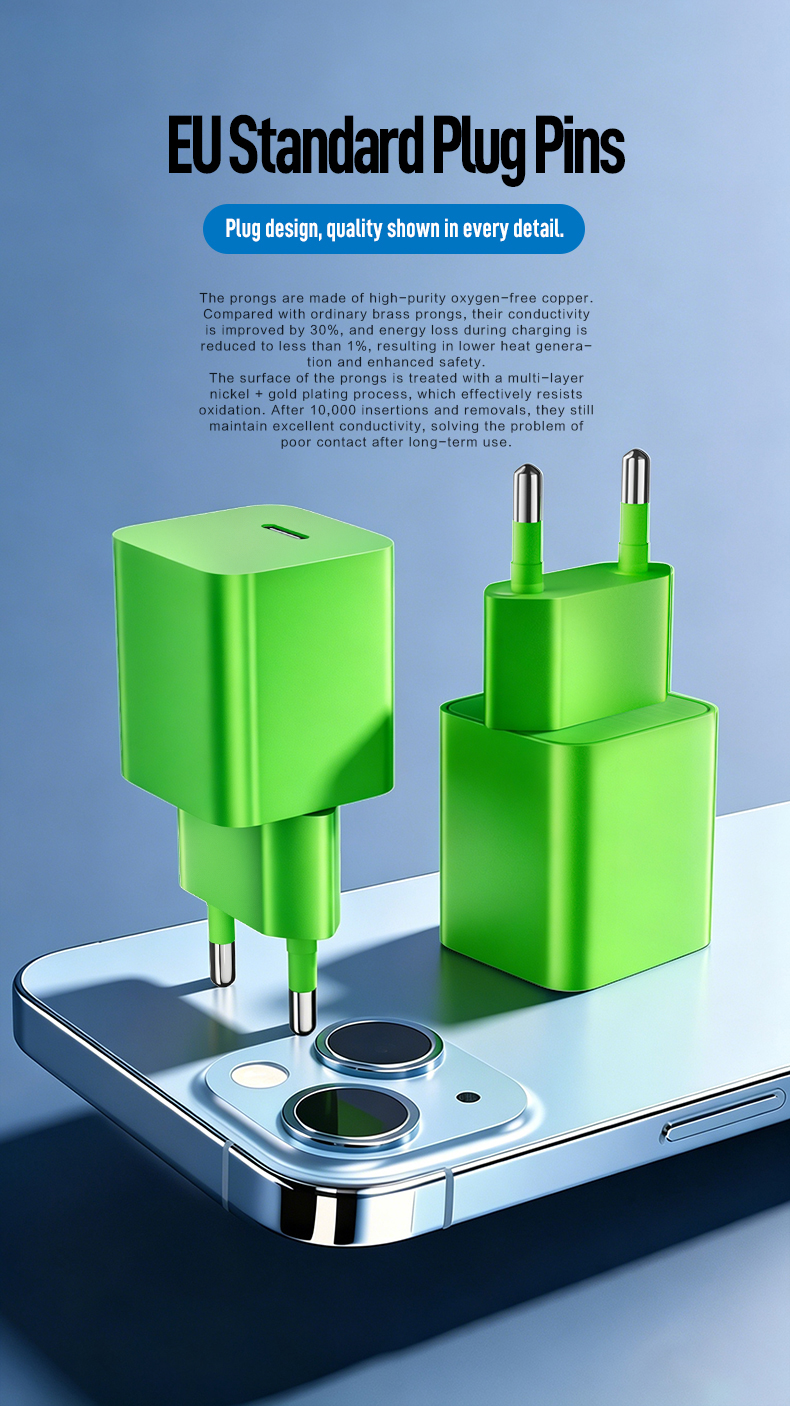 This compact 45w phone charger uses GaN technology for rapid USB‑C charging. It supports PPS and Samsung Super Fast Charging 2.0, powering phones to 50% in 15 minutes while keeping operating temperatures at ≤42°C.