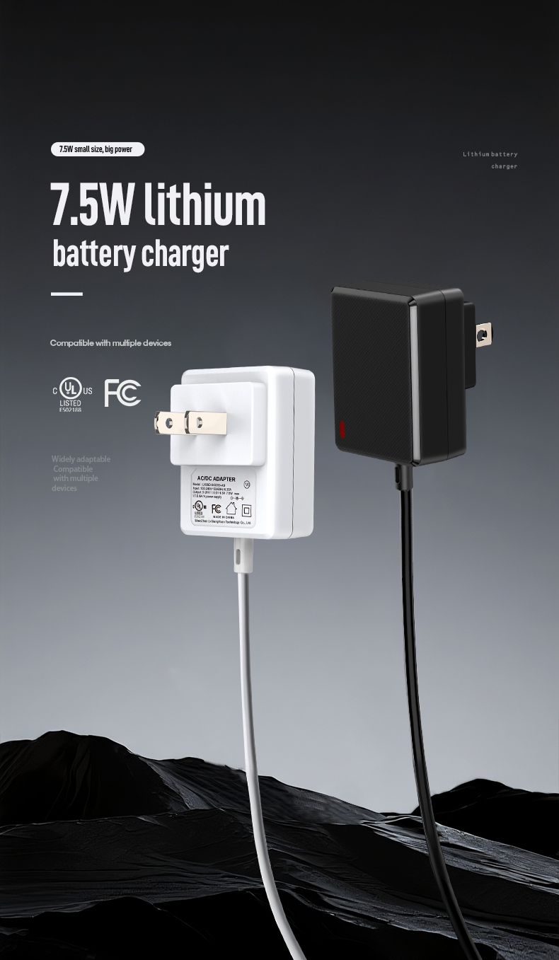 The 12.6V battery charger North American plug delivers precision charging for 3-cell Li-ion batteries (drone/tool applications). With NEMA 1-15 plug, auto-shutoff, and thermal protection, this certified charger ensures safe 12.6V output. Ready-to-use across US/Canada/Mexico outlets.
