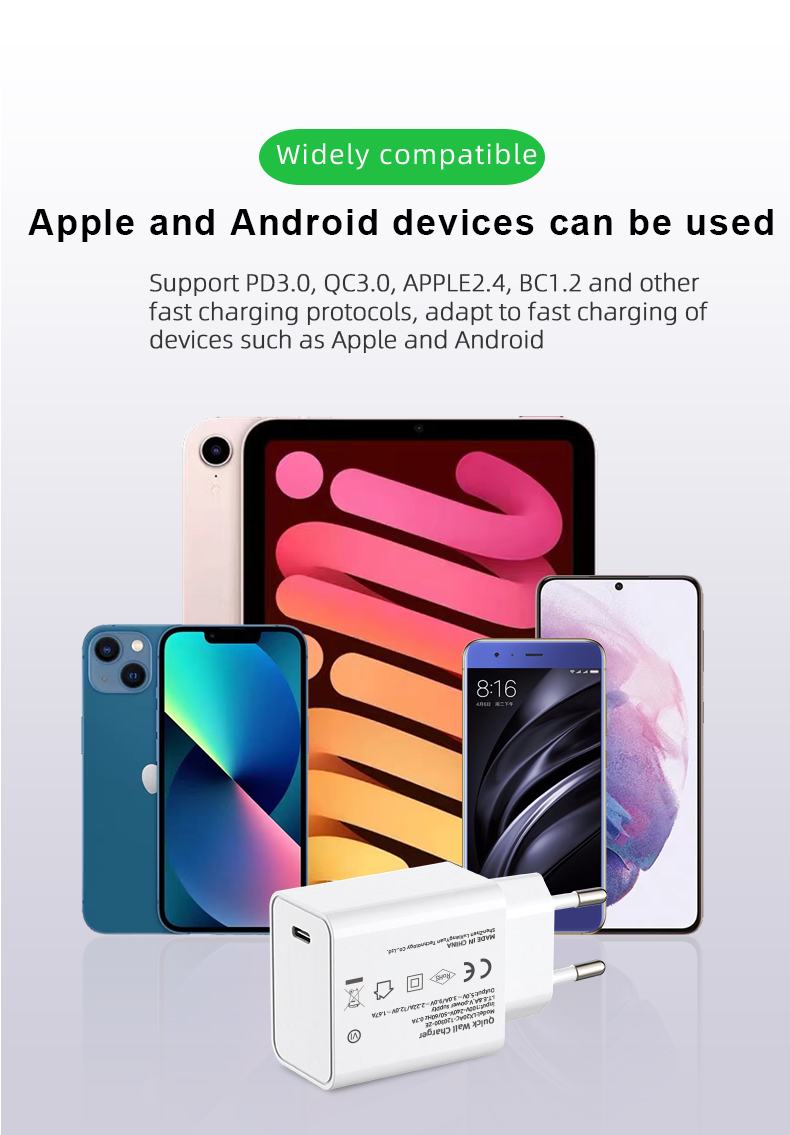 Get rapid charging with our USBC wall adapter. With USB C PD and a 20W output, our 20w usb c pd wall charger is the ideal choice for all your power needs.