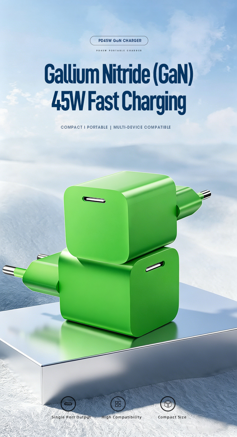 This 45 watt pps charger enables USB‑C rapid charging and supports Samsung Super Fast Charging 2.0. With GaN tech, this compact 45W phone charger powers devices to 50% in 15 minutes while keeping temperatures at ≤42°C.