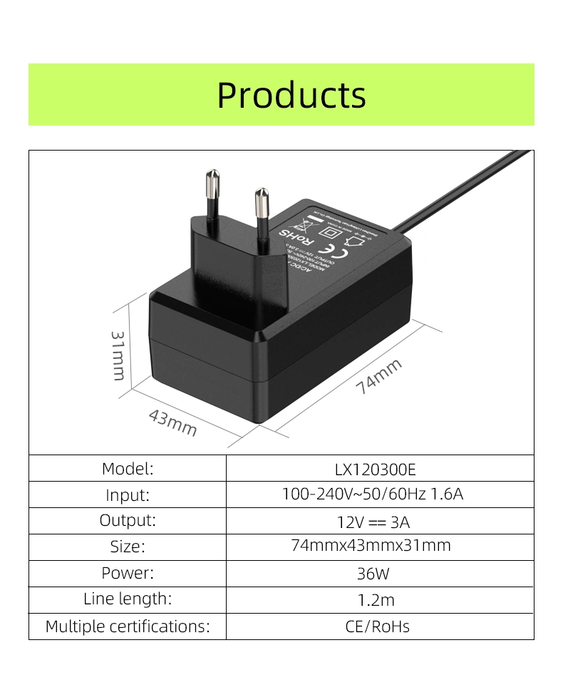 These are devices that can provide a maximum power of 36 watts with an output of 12 volts and 3 amps. They are commonly referred to as 12v 3amp power supply, adapter 12v 3a, or 12 volt 3 amp adapter.