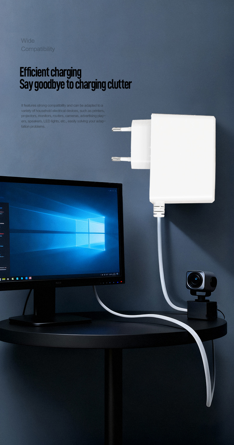 The 18v 2a power supply delivers stable 36W DC power as an 18v 2a power adapter. This adapter 18v 2a features universal 100-240V input, over-voltage/short-circuit protection, and CE/ROHS certification for power tools and audio equipment.