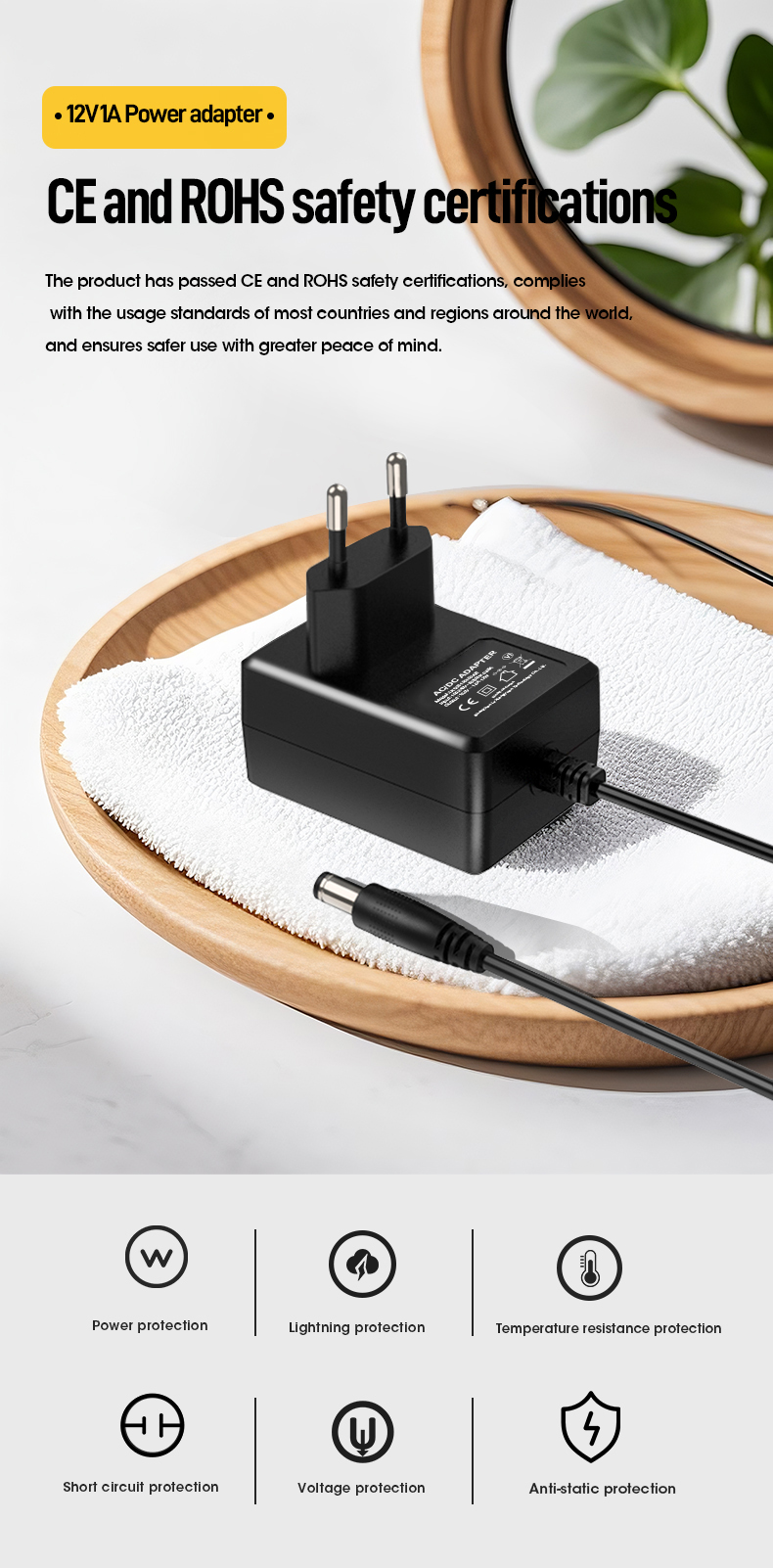 12V 1a AC Adapters convert household AC power to safe, regulated 12V DC at 1 Amp (1000mA). These compact, efficient power supplies are essential for devices like routers, security cameras, LED strips, and portable monitors requiring consistent 12V/1A DC input. Reliable switching technology ensures stable performance.