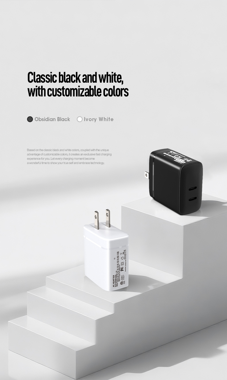 The 65W Dual USB-C GaN Charger delivers laptop-grade power through two USB-C ports, enabling simultaneous charging of devices like MacBooks, iPads, and phones. Leveraging gallium nitride technology, it achieves 90%+ efficiency in ultra-compact form with foldable plugs, universal voltage (100-240V), and certified thermal protection.