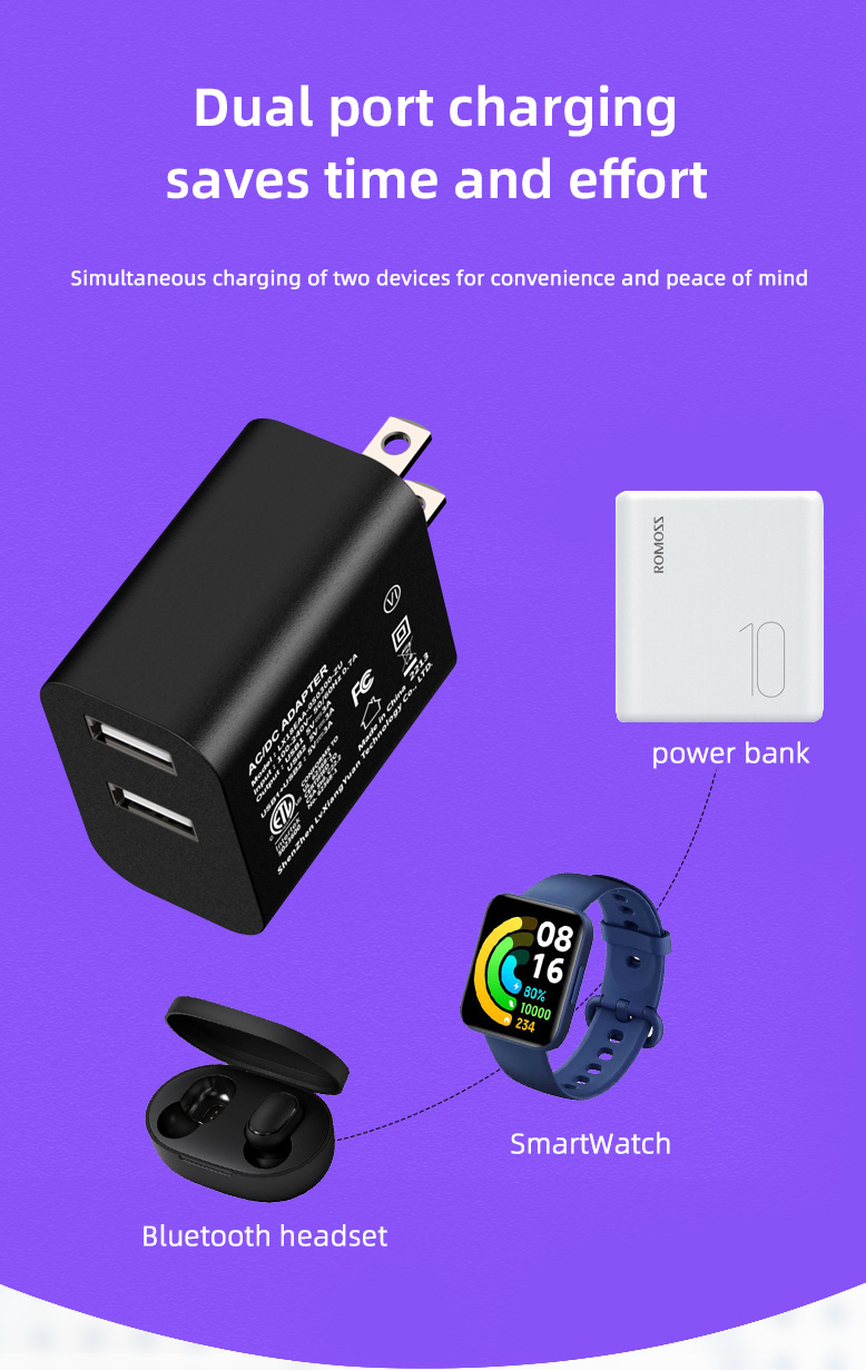 Charge up your cell phones easily with our efficient cell phone chargers, or charge multiple devices simultaneously with our dual USB power adapter, delivering fast and efficient energy for all your device needs.