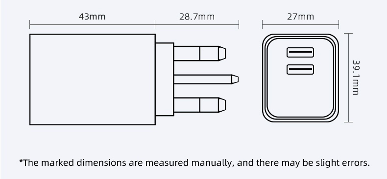 A plug with 2 USB ports and an Apple Watch charger adapter, featuring dual port USB capabilities for easy and simultaneous charging of multiple devices.