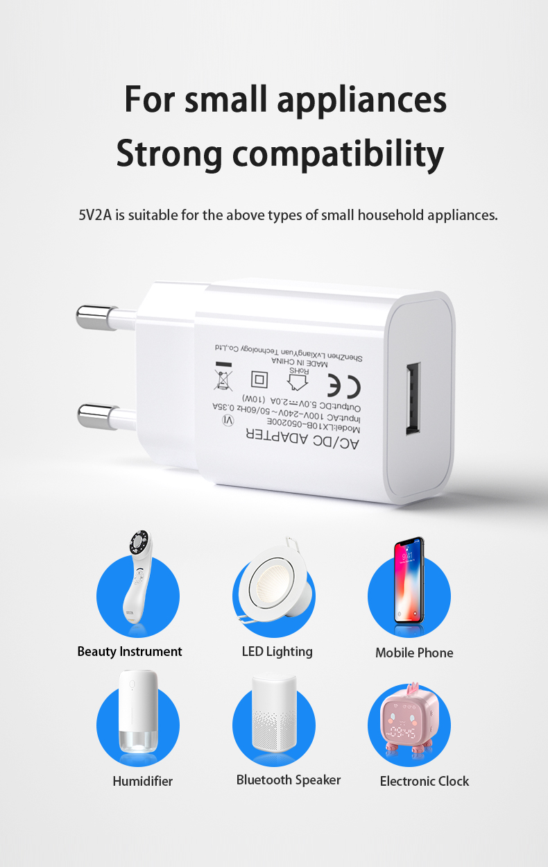 This phone charger adapter, USB fast charger, and 5V 2Amp USB charger offer efficient and rapid charging solutions for your electronic devices with USB charging ports, such as phones and tablets.