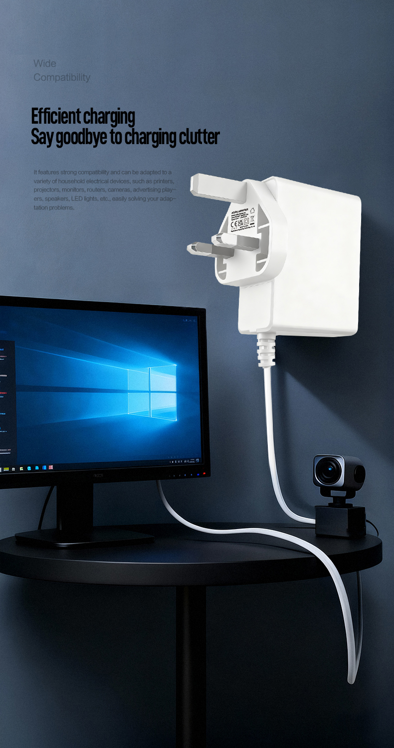 The Power Supply 5V 4A delivers stable 20W DC power as a 5V 4A DC Power Adapter. This 5V 4A Switching Power Supply features universal 100-240V input, over-voltage/short-circuit protection, and CE/UKCA certification for routers, IoT devices, and security systems.