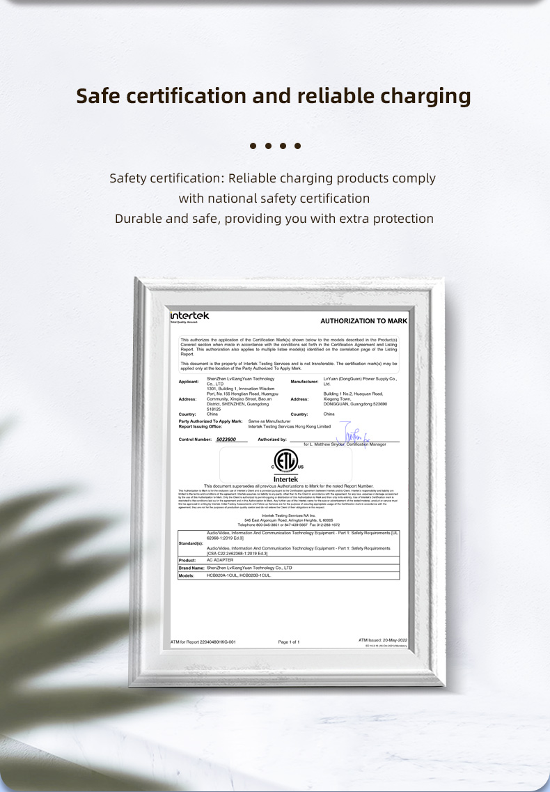 ETL certified pd 25w USB C charger adapter