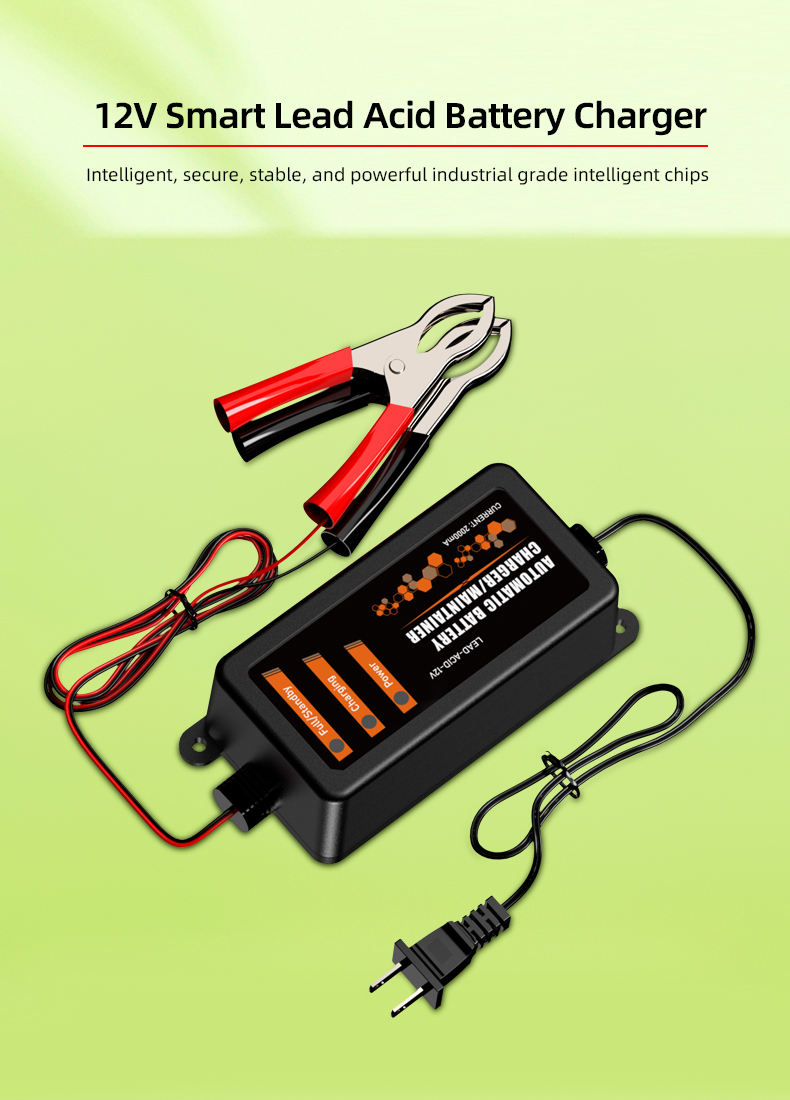 A 12V lead-acid battery charger is a device that is designed to charge a 12-volt lead-acid battery used in automobiles, boats, and other applications. Lead-acid batteries are commonly used because they are relatively inexpensive and can deliver high currents. The charger uses an AC (alternating current) input that is usually connected to a standard household outlet. Inside the charger, a rectifier converts the AC to DC (direct current). The DC is then passed through a transformer to reduce the voltage to a level safe for charging the battery. The charger includes a series of components that control the charging process, such as a voltage regulator, current limiter, and a timer. These components ensure that the battery is charged safely, without overcharging it or damaging it. A typical 12V lead-acid battery charger will fully charge a battery in 4-12 hours, depending on the battery's capacity and the charger's specifications. It's important to choose a charger with the correct voltage and current rating to match the battery being charged.hat requires power.